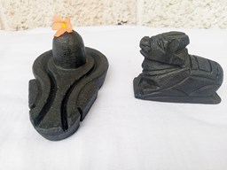 Picture of Beautiful Mahadev Pind and Nandi Sculptures Made from Pure Natural Stone with Spiritual Significance | Handcrafted in Maharashtra.